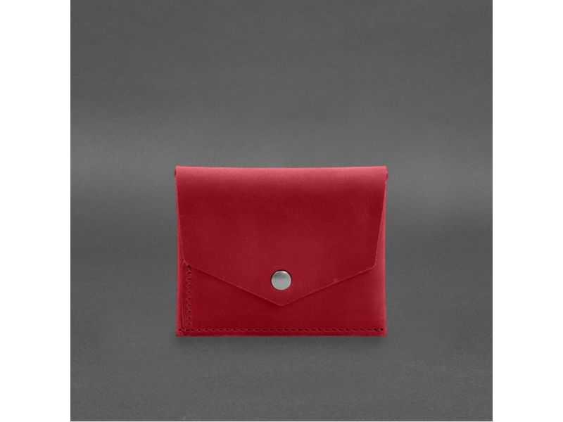 Кожаный кошелек mini 3.0 (кард-кейс) коралловый Crazy Horse, фото 6