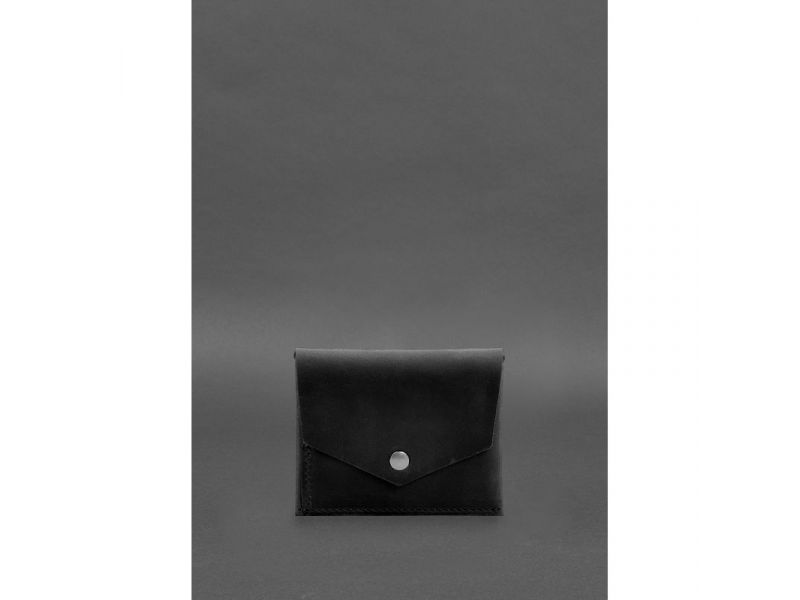 Кожаный кошелек mini 3.0 (кард-кейс) черный Crazy Horse, фото 1