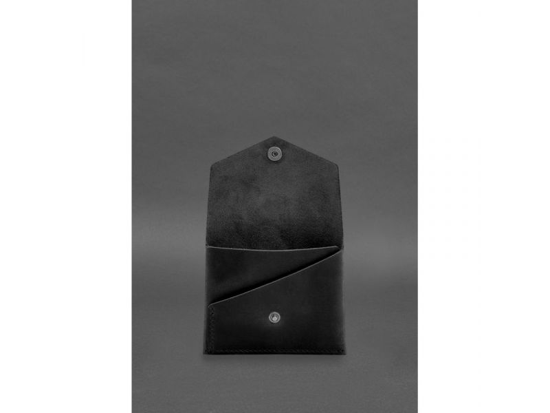 Кожаный кошелек mini 3.0 (кард-кейс) черный Crazy Horse, фото 2