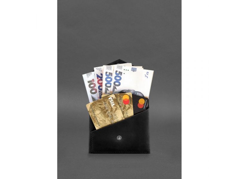 Кожаный кошелек mini 3.0 (кард-кейс) черный Crazy Horse, фото 4