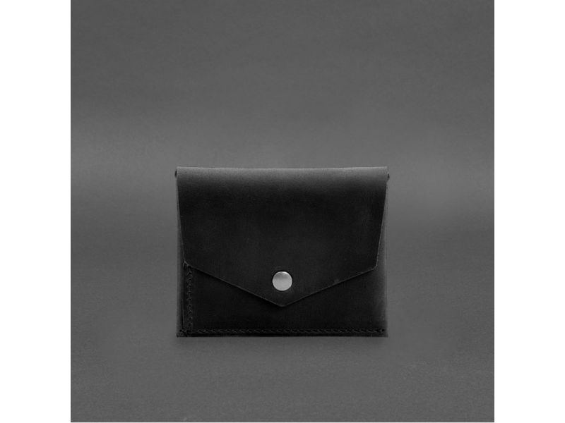 Кожаный кошелек mini 3.0 (кард-кейс) черный Crazy Horse, фото 6