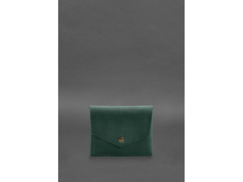 Кожаный кошелек mini 3.0 (кард-кейс) зеленый Crazy Horse, фото 1