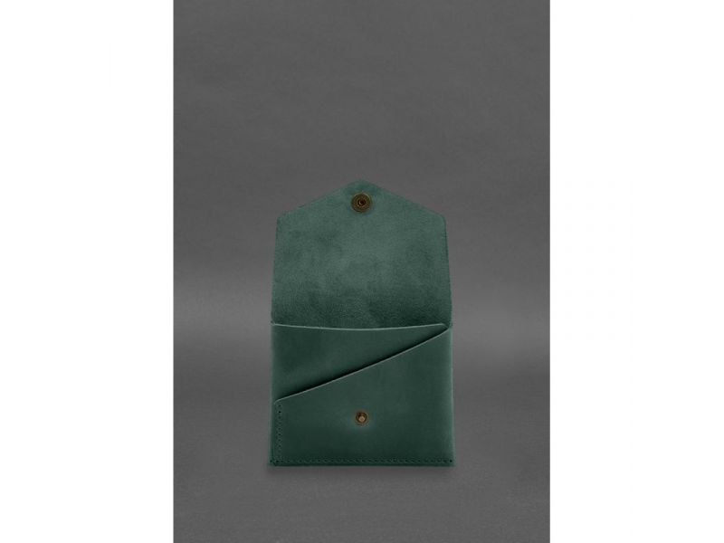 Кожаный кошелек mini 3.0 (кард-кейс) зеленый Crazy Horse, фото 2