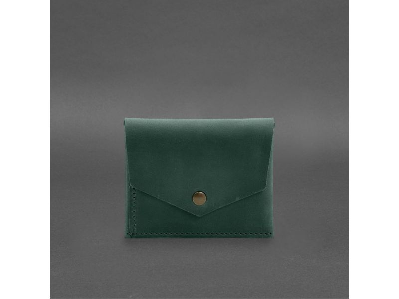 Кожаный кошелек mini 3.0 (кард-кейс) зеленый Crazy Horse, фото 6