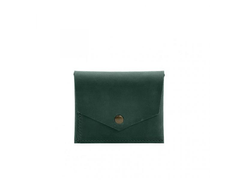 Кожаный кошелек mini 3.0 (кард-кейс) зеленый Crazy Horse, фото 7