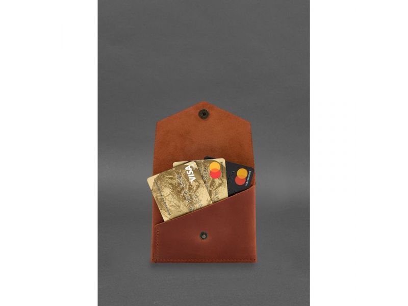 Кожаный кошелек mini 3.0 (кард-кейс) светло-коричневый Crazy Horse, фото 3