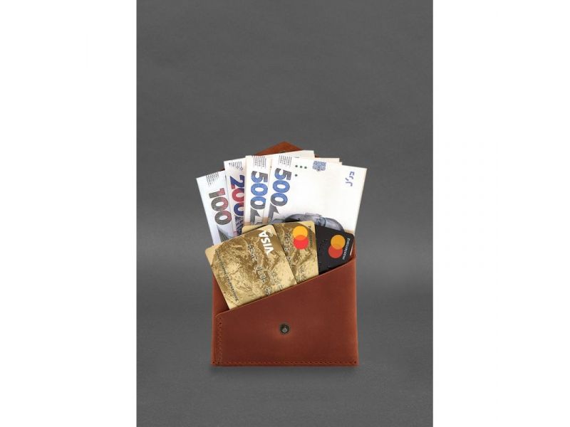 Кожаный кошелек mini 3.0 (кард-кейс) светло-коричневый Crazy Horse, фото 4