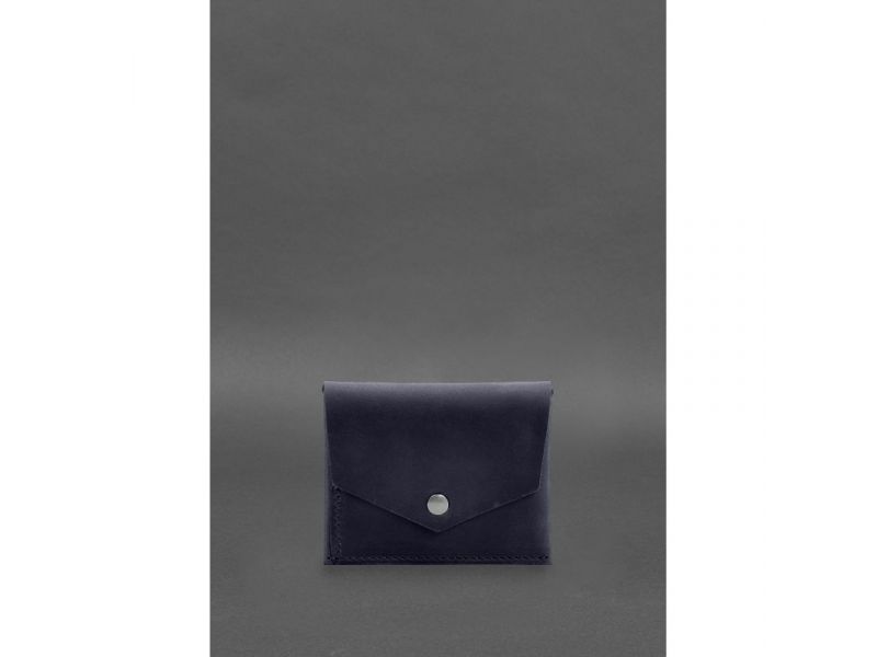 Кожаный кошелек mini 3.0 (кард-кейс) синий Crazy Horse, фото 1