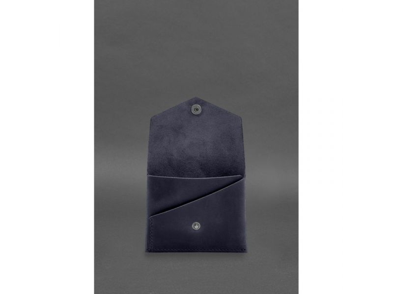 Кожаный кошелек mini 3.0 (кард-кейс) синий Crazy Horse, фото 2