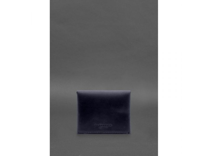 Кожаный кошелек mini 3.0 (кард-кейс) синий Crazy Horse, фото 5