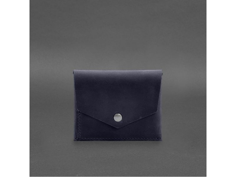 Кожаный кошелек mini 3.0 (кард-кейс) синий Crazy Horse, фото 6