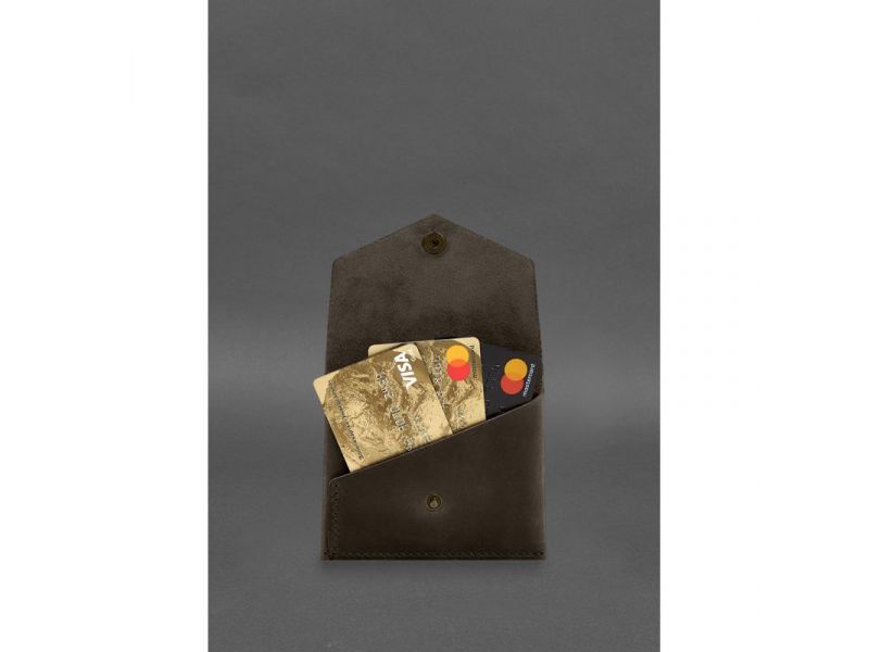 Кожаный кошелек mini 3.0 (кард-кейс) темно-коричневый Crazy Horse, фото 3