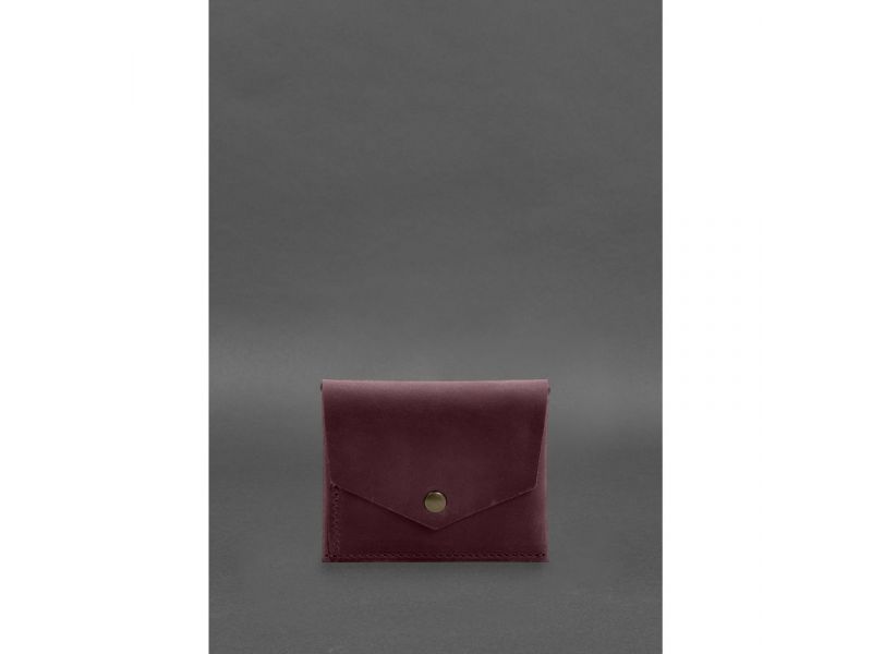 Кожаный кошелек mini 3.0 (кард-кейс) бордовый Crazy Horse, фото 1