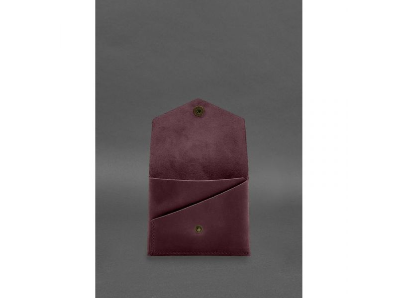Кожаный кошелек mini 3.0 (кард-кейс) бордовый Crazy Horse, фото 2