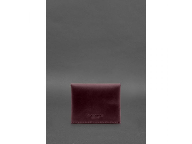 Кожаный кошелек mini 3.0 (кард-кейс) бордовый Crazy Horse, фото 5