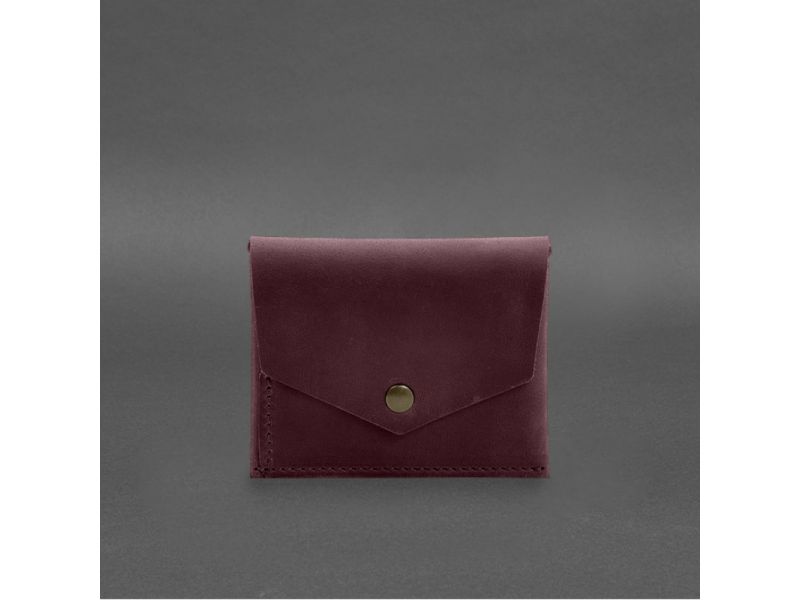 Кожаный кошелек mini 3.0 (кард-кейс) бордовый Crazy Horse, фото 6