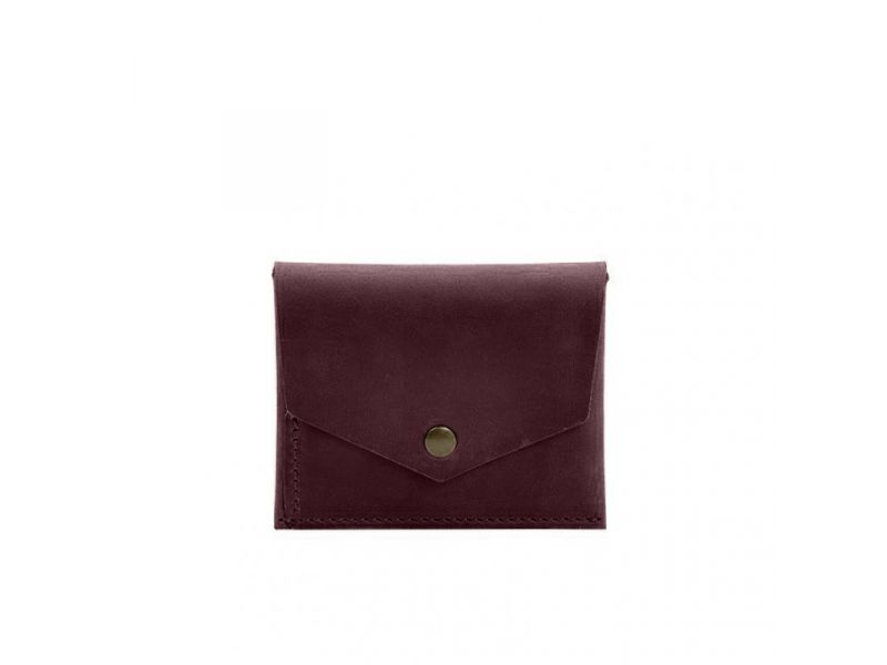 Кожаный кошелек mini 3.0 (кард-кейс) бордовый Crazy Horse, фото 7
