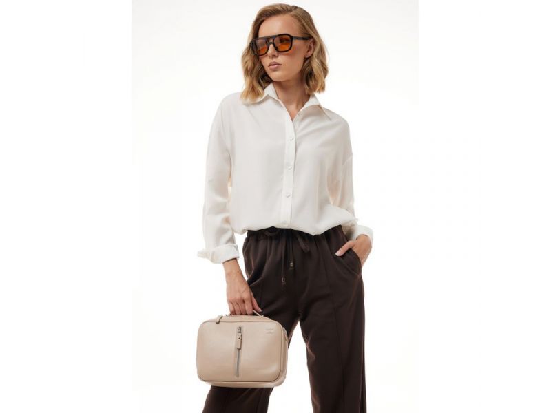 Женская кожаная сумка Avenue светло-бежевый краст, фото 9