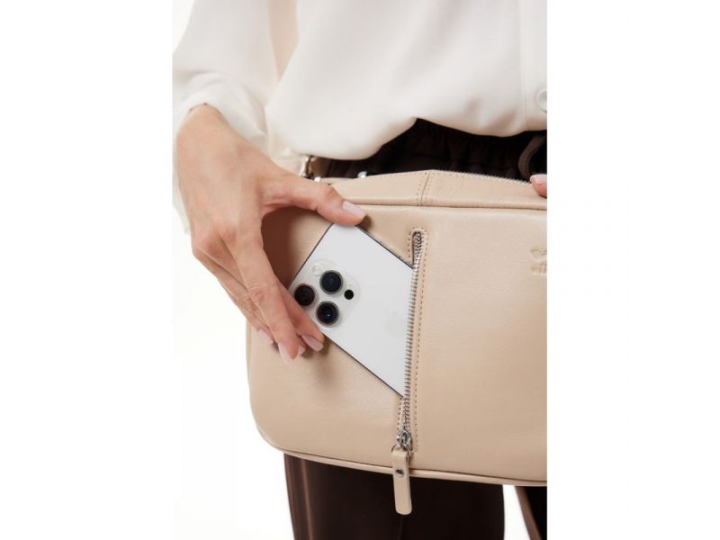 Женская кожаная сумка Avenue светло-бежевый краст, фото 10