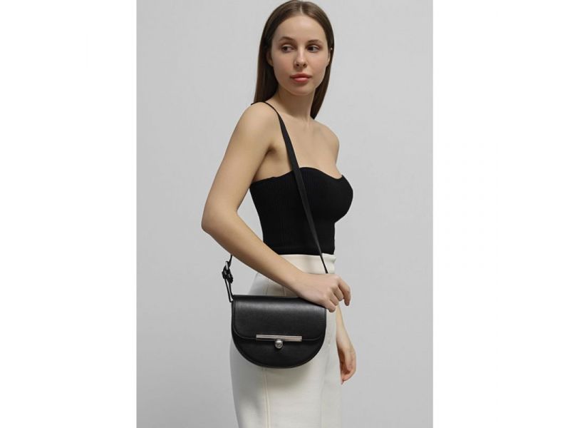 Женская кожаная сумка поясная-кроссбоди Bridget черная, фото 1
