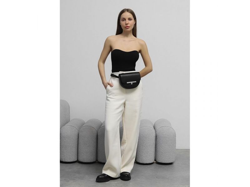 Женская кожаная сумка поясная-кроссбоди Bridget черная, фото 7