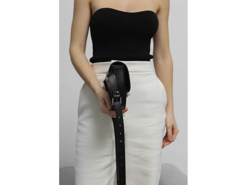Женская кожаная сумка поясная-кроссбоди Bridget черная, фото 9