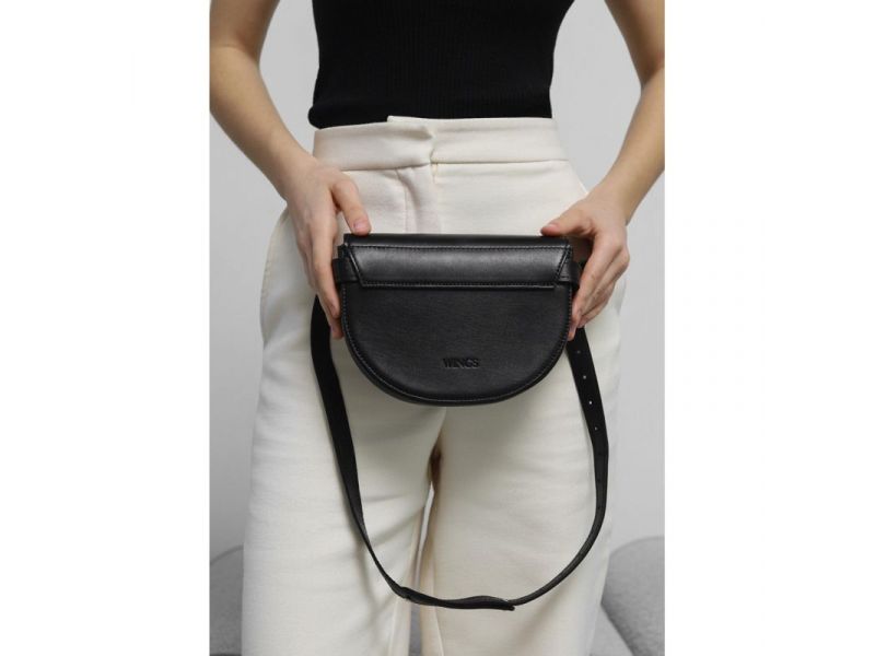 Женская кожаная сумка поясная-кроссбоди Bridget черная, фото 10