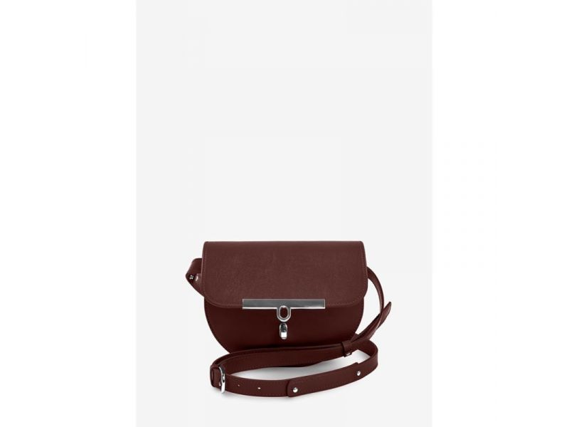 Женская кожаная сумка поясная-кроссбоди Bridget бордовая, фото 3