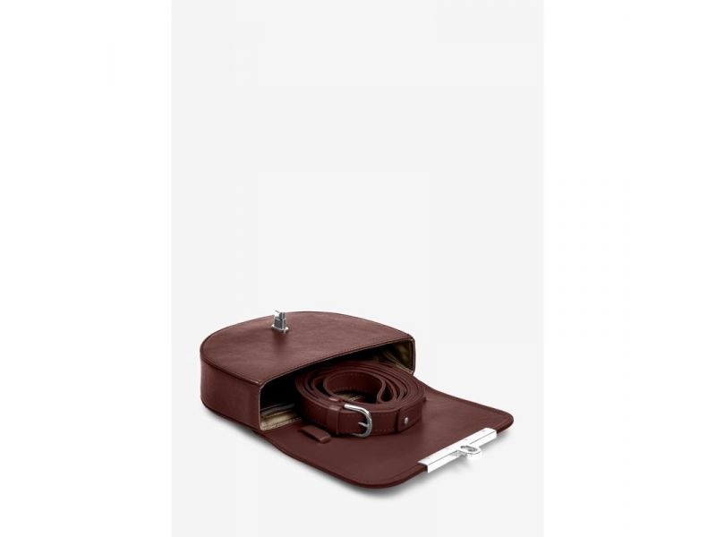 Женская кожаная сумка поясная-кроссбоди Bridget бордовая, фото 10