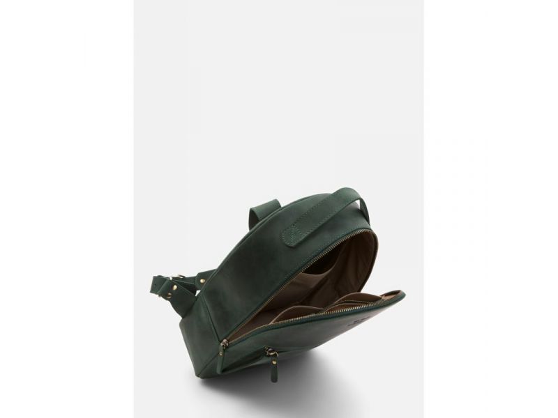 Кожаный рюкзак Groove M зеленый винтаж, фото 4