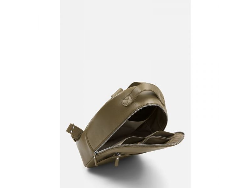 Кожаный рюкзак Groove M оливковый, фото 4