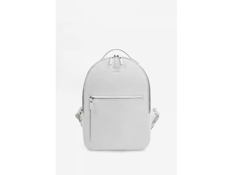 Кожаный рюкзак Groove M белый зернистый, фото 1