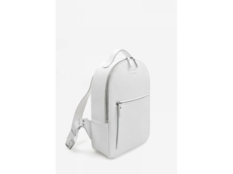 Кожаный рюкзак Groove M белый зернистый, фото 2