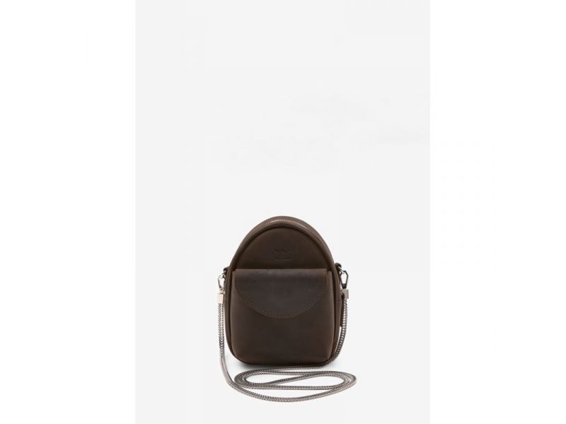 Кожаная женская мини-сумка Kroha темно-коричневая винтажная, фото 1