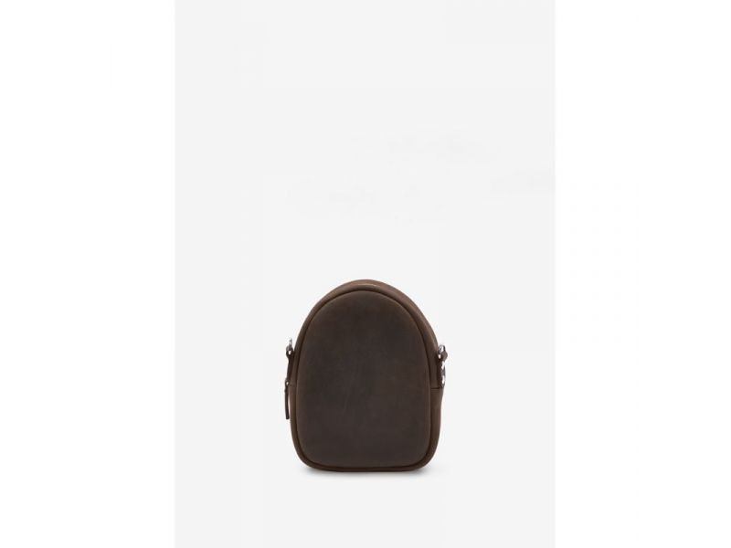 Кожаная женская мини-сумка Kroha темно-коричневая винтажная, фото 5