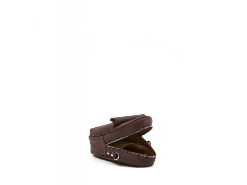 Кожаная женская мини-сумка Kroha темно-коричневая винтажная, фото 6