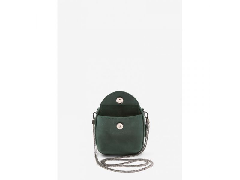 Кожаная женская мини-сумка Kroha зеленая винтажная, фото 2