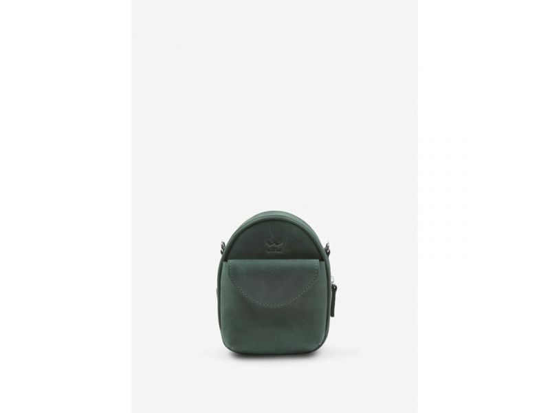 Кожаная женская мини-сумка Kroha зеленая винтажная, фото 3