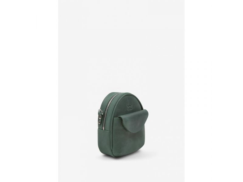 Кожаная женская мини-сумка Kroha зеленая винтажная, фото 4