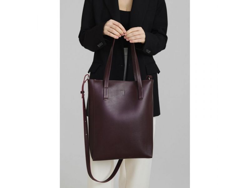 Кожаный шоппер Nancy бордовая, фото 1