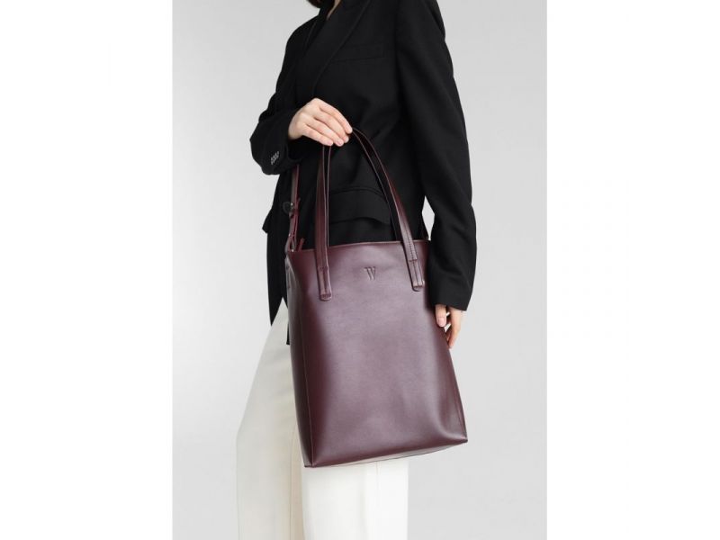 Кожаный шоппер Nancy бордовая, фото 3