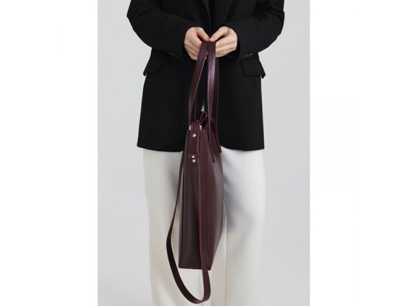 Кожаный шоппер Nancy бордовая, фото 4