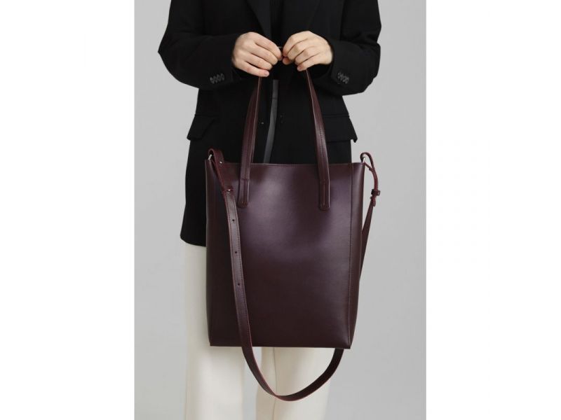Кожаный шоппер Nancy бордовая, фото 6