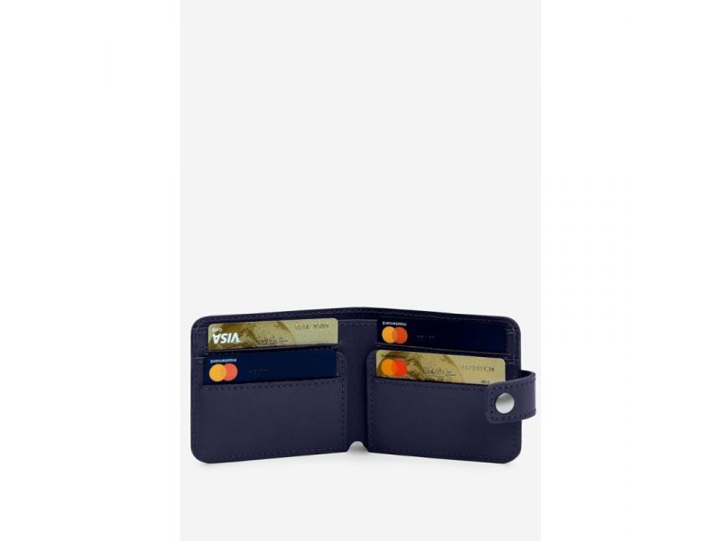 Кожаное портмоне Mini 2.2 темно-синий, фото 3