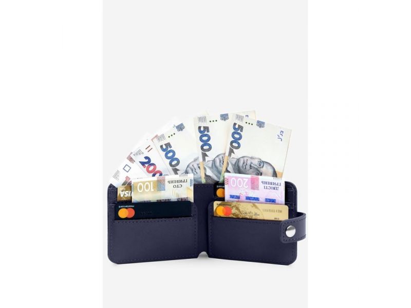 Кожаное портмоне Mini 2.2 темно-синий, фото 4