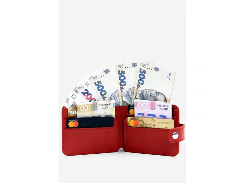 Кожаное портмоне Mini 2.2 красный, фото 4