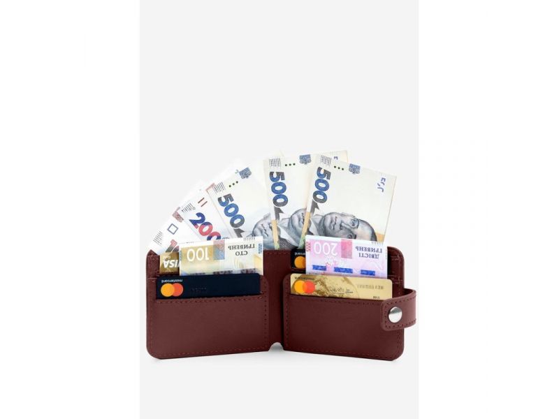 Кожаное портмоне Mini 2.2 бордовый, фото 4