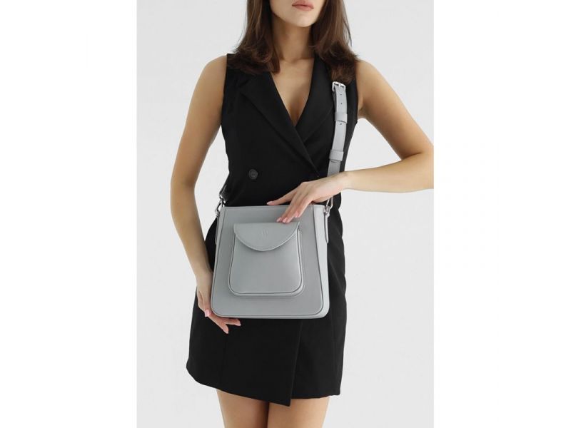 Женская кожаная сумка Stella серая, фото 1