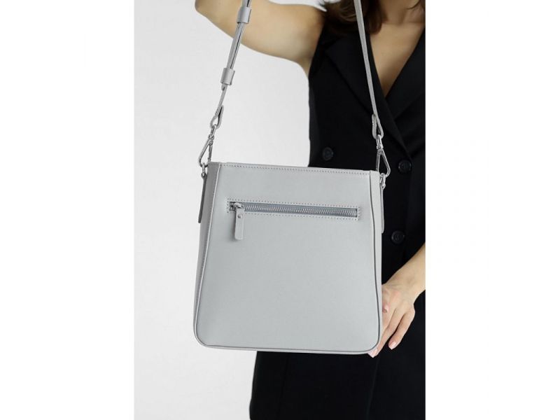 Женская кожаная сумка Stella серая, фото 6