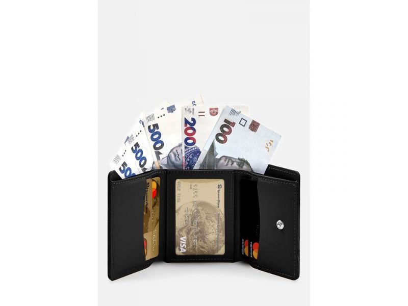 Кожаный кошелек Trinity черный краст, фото 3